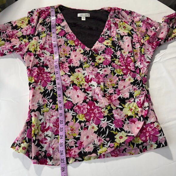 Coldwater Creek Floral Faux Wrap Top 2X Flowercore Y2K Coquette Multi Color - Picture 5 of 7